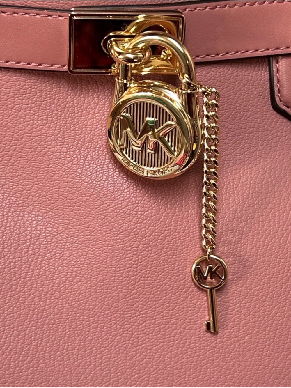 Michael Kors Hamilton  Pink Leather Satchel with Gold Hardware NWOT - Picture 7 of 8